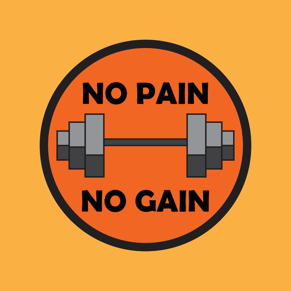 gym logotyp med text no pain no gain vektor