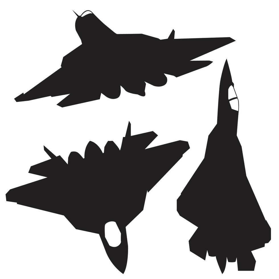 russische Stealth Jet Fighter Silhouette Set Vektordesign vektor