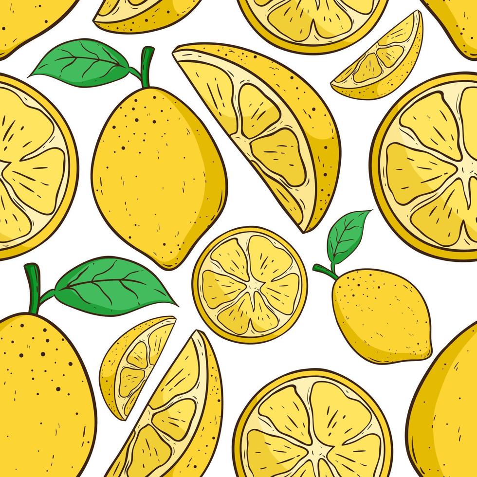 hand ritning citron i seamless mönster vektor