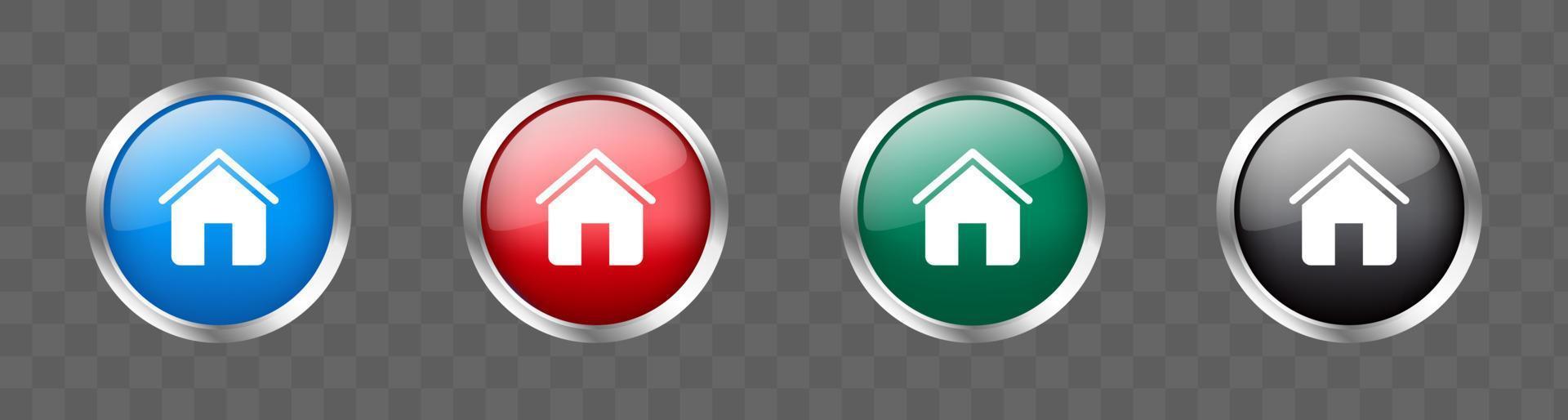 satz des home-tastensymbols isoliert auf transparentem hintergrund. Heimatsymbol auf Kreisabzeichen. vektor