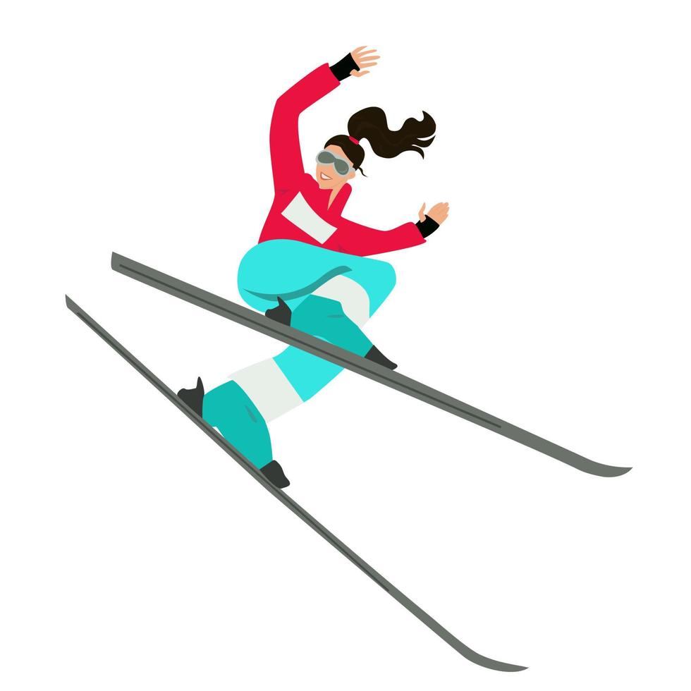 Illustration einer Skifahrerin. vektor