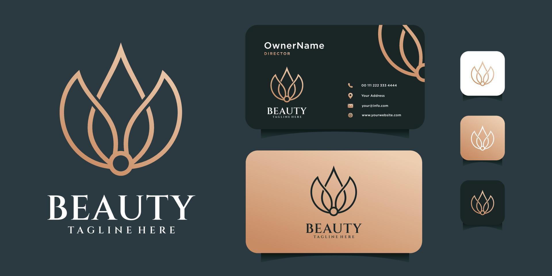 Beauty-Lotus-Logo-Vektor mit Visitenkartenvorlage vektor