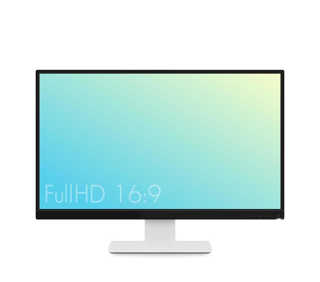 monitormockup, modern realistisk datorskärm med bred skärm och tunna ramar, vektorillustration vektor