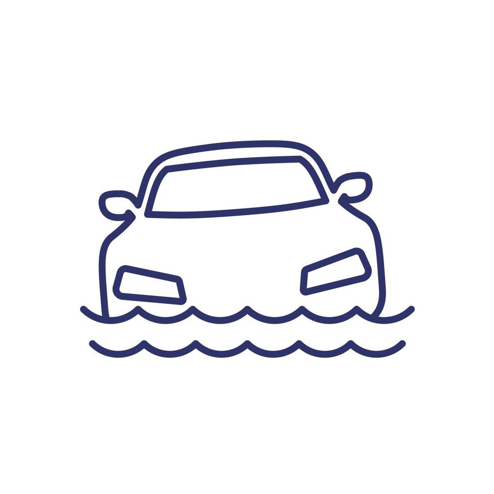 översvämningslinje ikon med en bil vektor