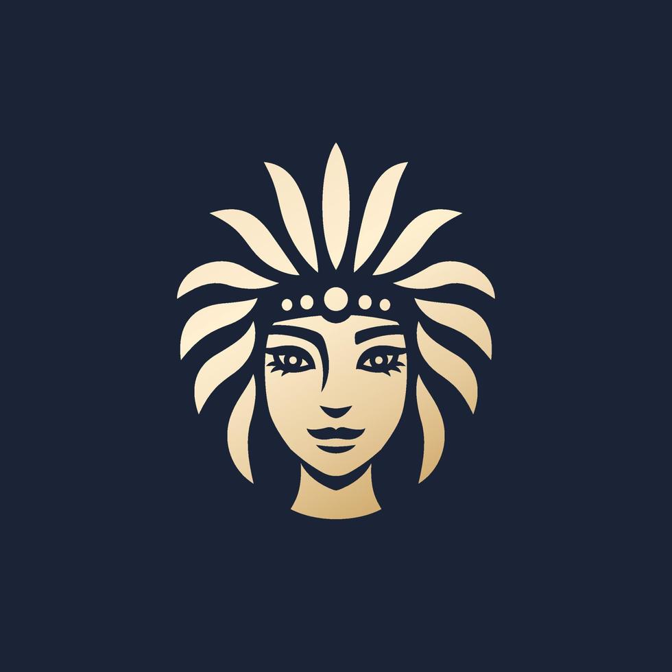 einheimisches Mädchen-Logo-Design, Stammes-Frauen-Vektorgrafiken vektor