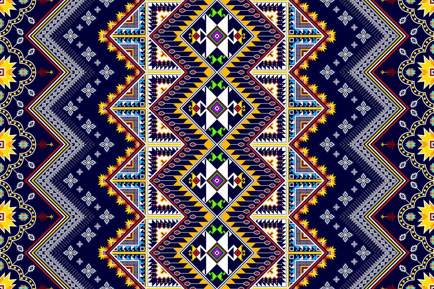 ikat geometrisches abstraktes ethnisches musterdesign. aztekischer Stoff Teppich Mandala Ornament ethnische Chevron Textildekoration Tapete. Stammes-Boho-gebürtiger ethnischer traditioneller Stickerei-Vektorhintergrund vektor