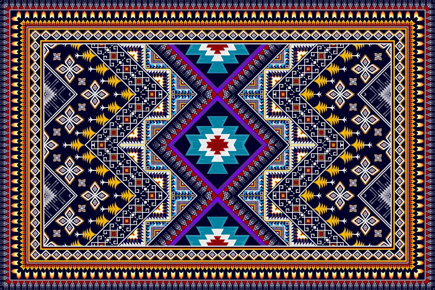 ikat geometrisches abstraktes ethnisches musterdesign. aztekischer Stoff Teppich Mandala Ornament ethnische Chevron Textildekoration Tapete. Stammes-Boho-gebürtiger ethnischer traditioneller Stickerei-Vektorhintergrund vektor