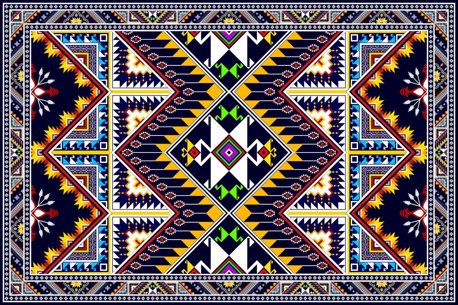 ikat geometrisches abstraktes ethnisches musterdesign. aztekischer Stoff Teppich Mandala Ornament ethnische Chevron Textildekoration Tapete. Stammes-Boho-gebürtiger ethnischer traditioneller Stickerei-Vektorhintergrund vektor