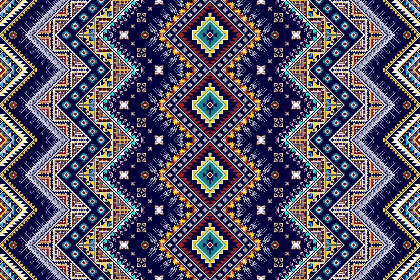 ikat geometrisches abstraktes ethnisches musterdesign. aztekischer Stoff Teppich Mandala Ornament ethnische Chevron Textildekoration Tapete. Stammes-Boho-gebürtiger ethnischer traditioneller Stickerei-Vektorhintergrund vektor