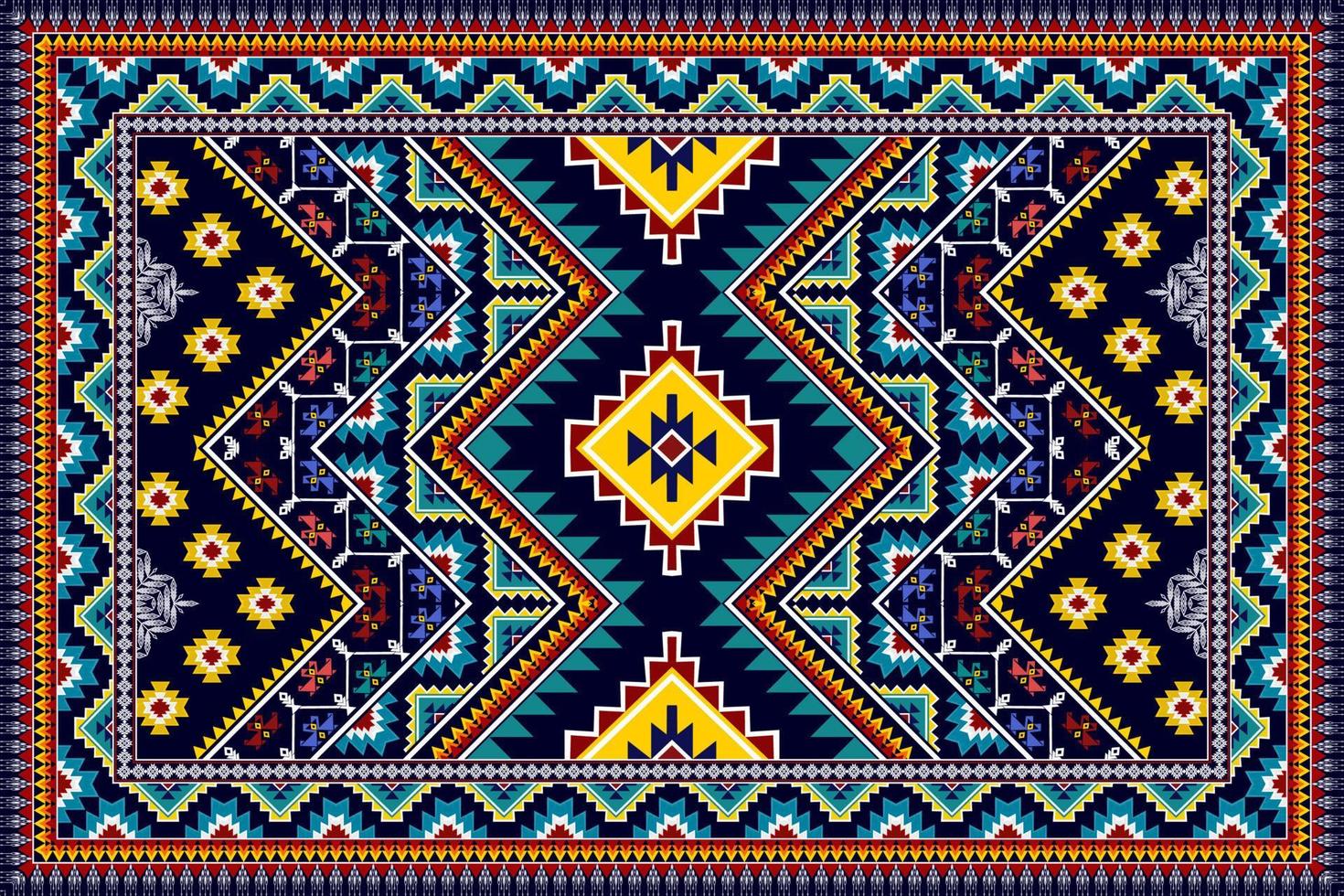 ikat geometrisches abstraktes ethnisches musterdesign. aztekischer Stoff Teppich Mandala Ornament ethnische Chevron Textildekoration Tapete. Stammes-Boho-gebürtiger ethnischer traditioneller Stickerei-Vektorhintergrund vektor