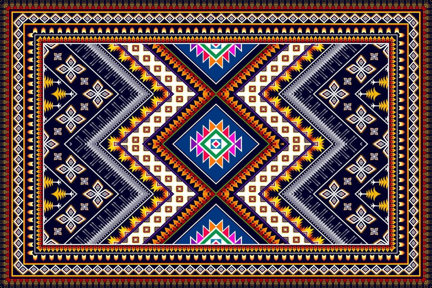 ikat geometrisches abstraktes ethnisches musterdesign. aztekischer Stoff Teppich Mandala Ornament ethnische Chevron Textildekoration Tapete. Stammes-Boho-gebürtiger ethnischer traditioneller Stickerei-Vektorhintergrund vektor