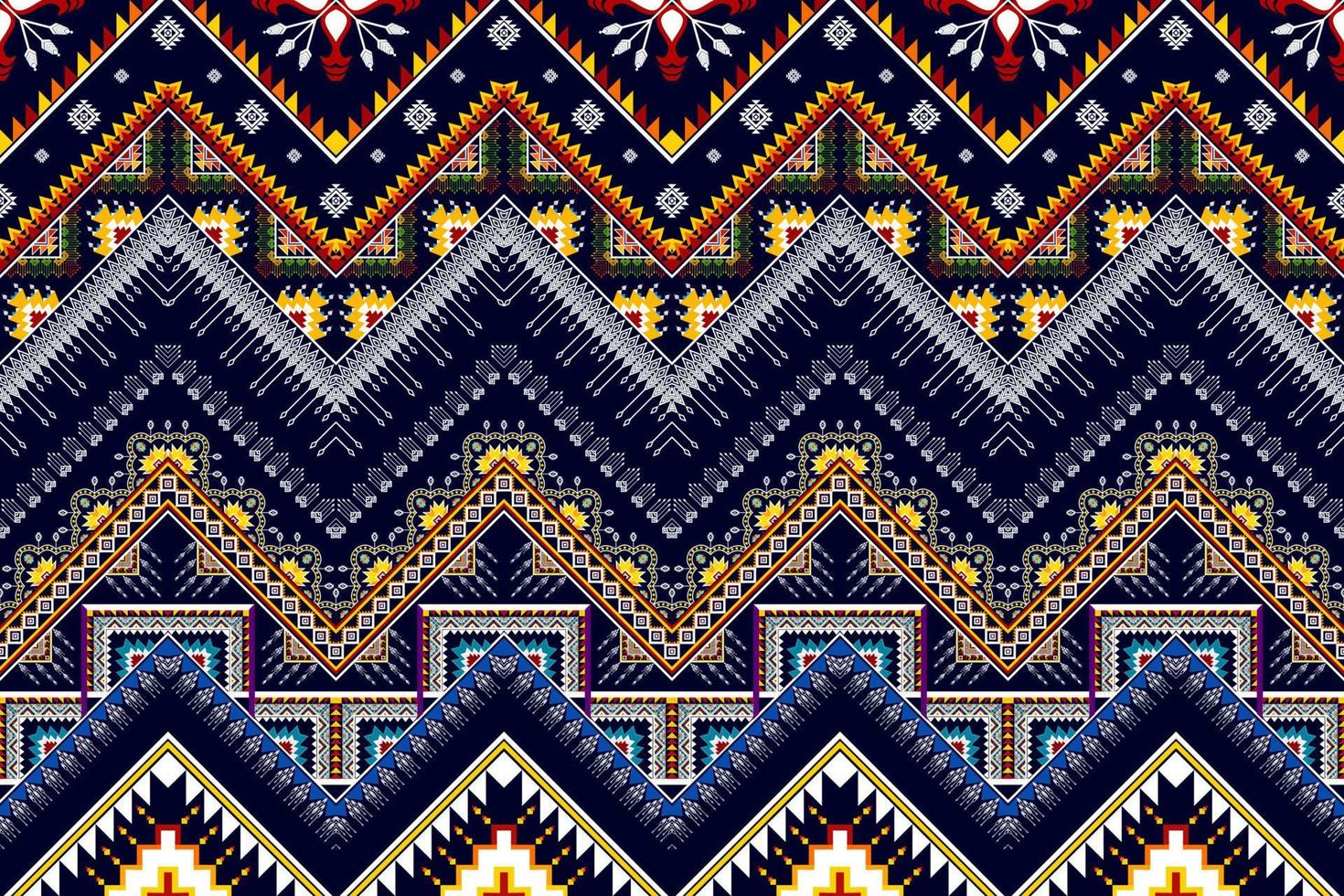 ikat abstrakt geometrisk broderi etniska mönster design. Aztec tyg matta mandala prydnad chevron textil dekoration tapeter. tribal boho infödda etniska kalkon traditionell vektor bakgrund