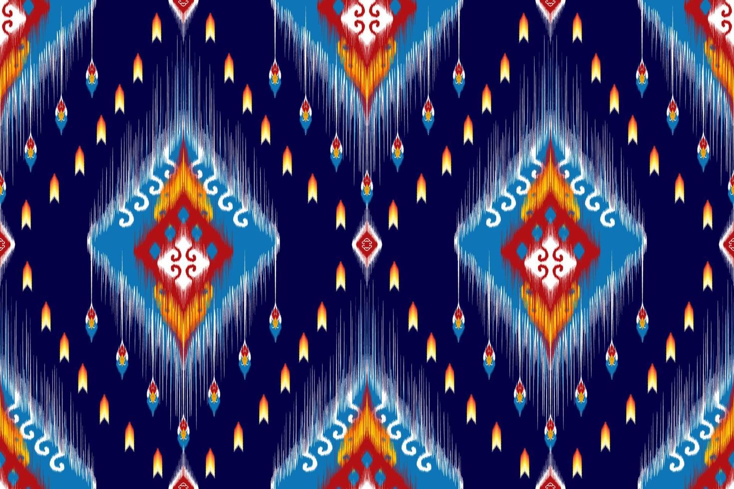 ikat geometrisches abstraktes ethnisches musterdesign. aztekischer Stoff Teppich Mandala Ornament ethnische Chevron Textildekoration Tapete. Stammes-Boho-gebürtiger ethnischer traditioneller Stickerei-Vektorhintergrund vektor