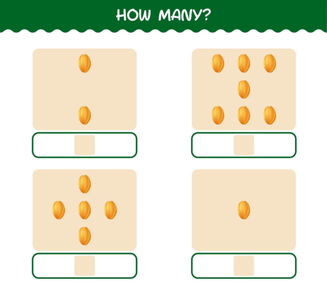 hur många tecknade starfruit. räknespel. pedagogiskt spel för barn och småbarn i förskoleåldern vektor