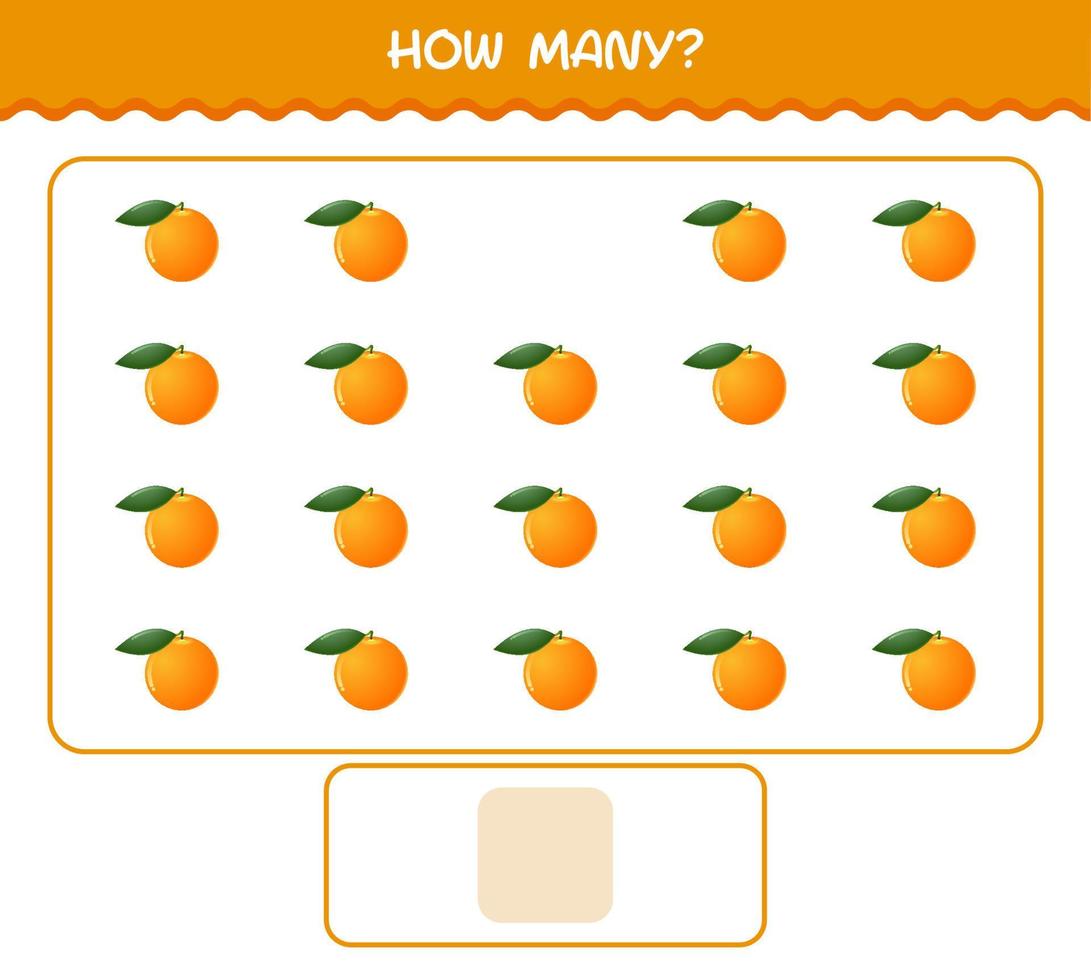 hur många tecknade orange. räknespel. pedagogiskt spel för barn och småbarn i förskoleåldern vektor