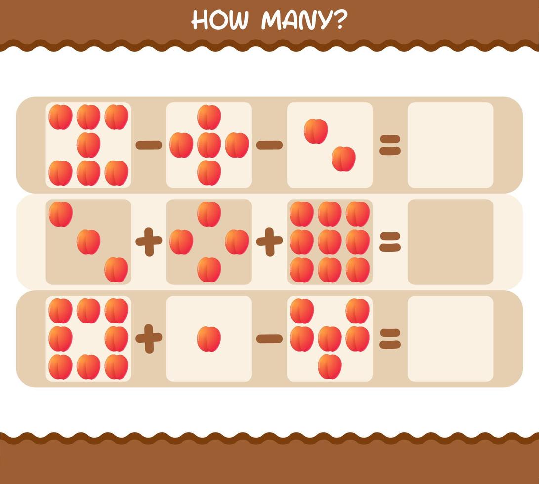 hur många tecknade nektariner. räknespel. pedagogiskt spel för barn och småbarn i förskoleåldern vektor