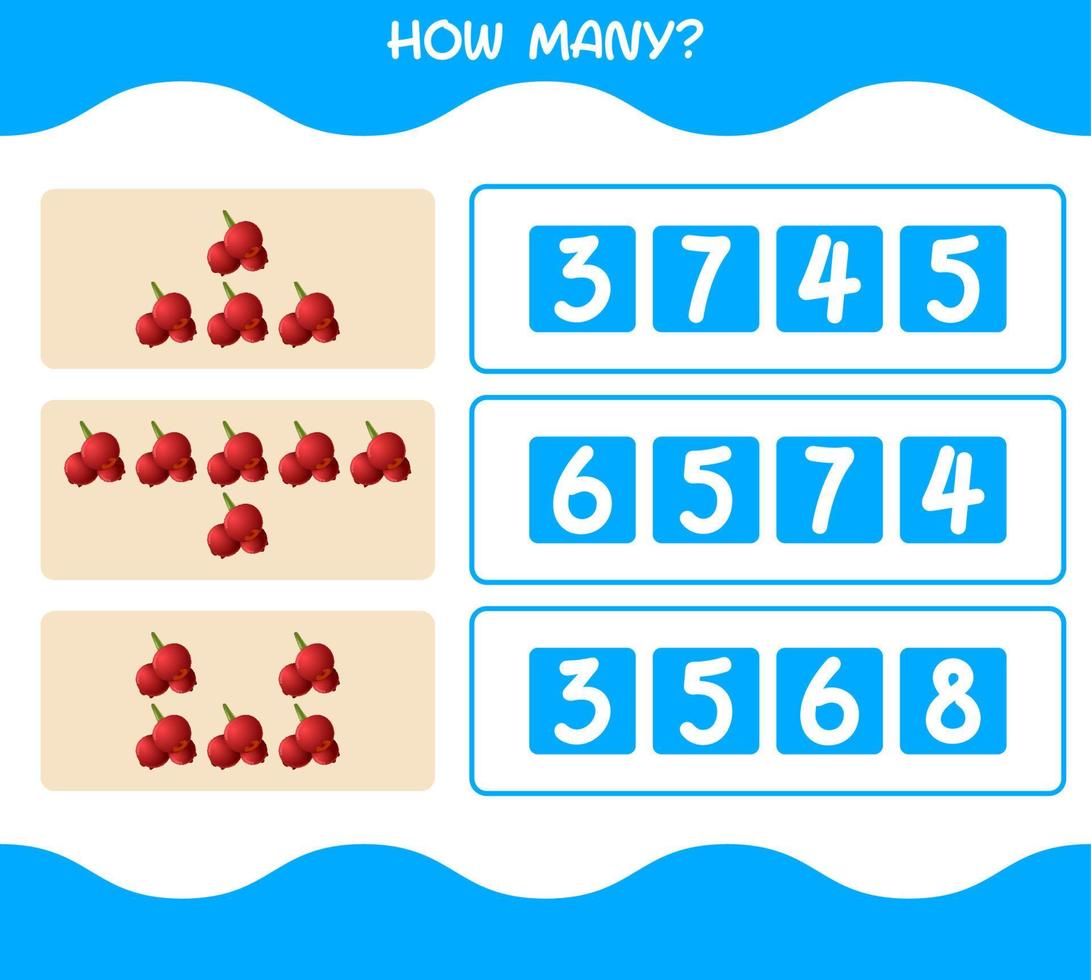 hur många tecknade tranbär. räknespel. pedagogiskt spel för barn och småbarn i förskoleåldern vektor