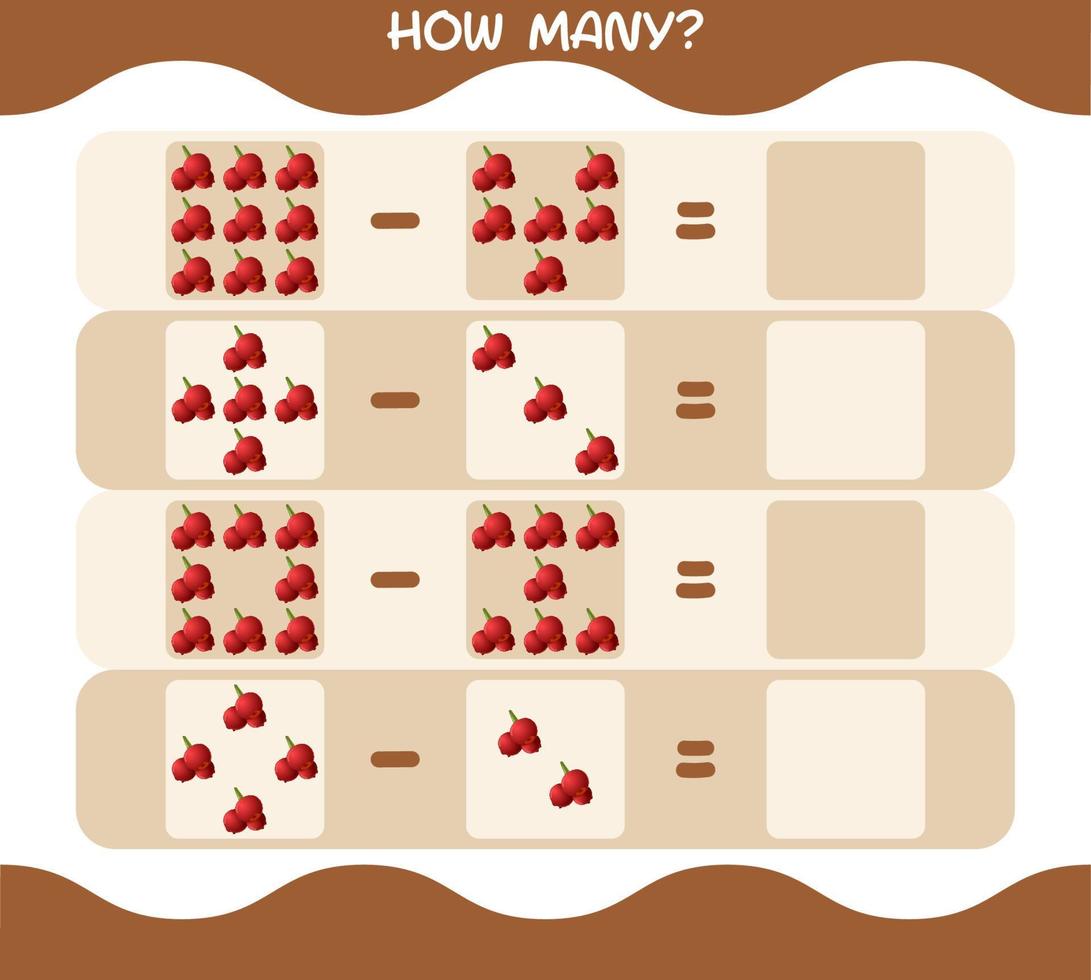 hur många tecknade tranbär. räknespel. pedagogiskt spel för barn och småbarn i förskoleåldern vektor