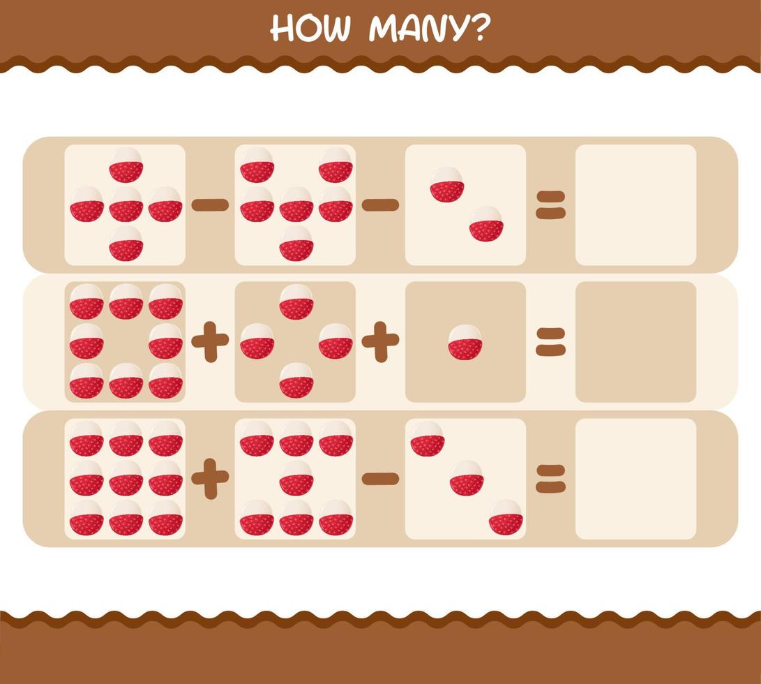 hur många tecknade litchi. räknespel. pedagogiskt spel för barn och småbarn i förskoleåldern vektor