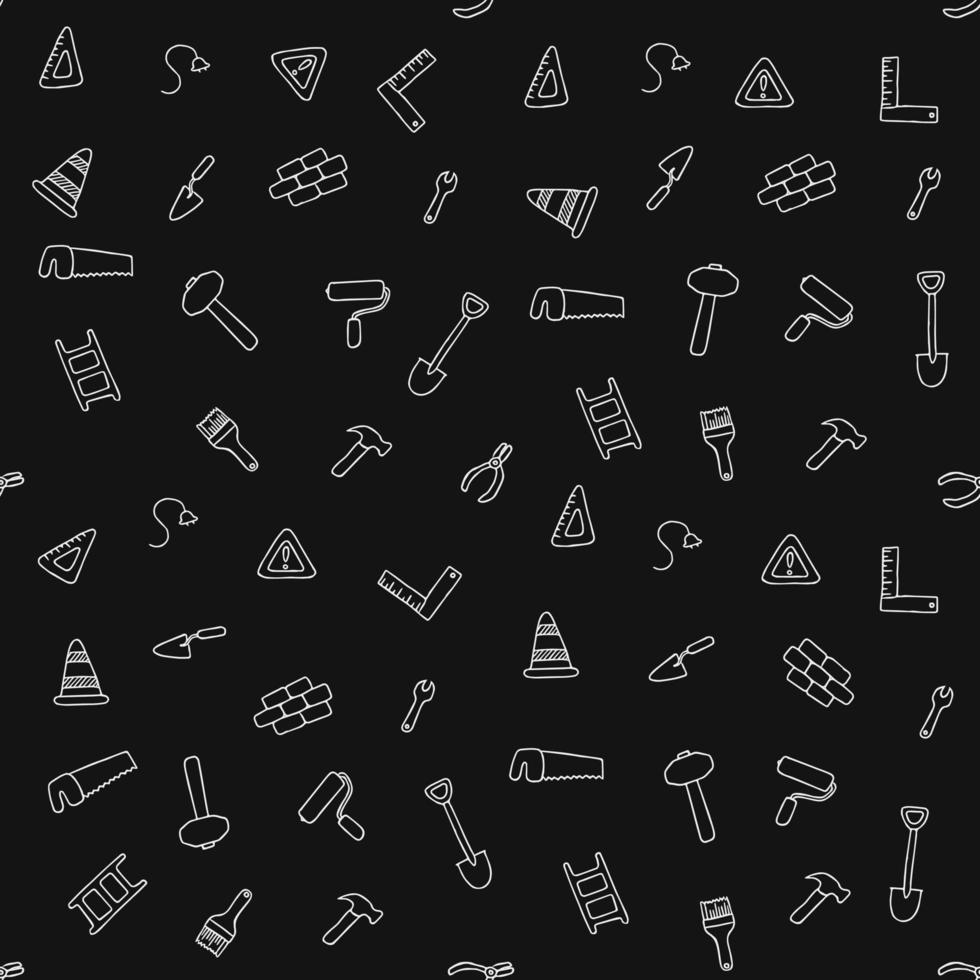 konstruktion ikoner mönster. sömlös doodle mönster med verktyg för konstruktion. vektor illustration på temat konstruktion