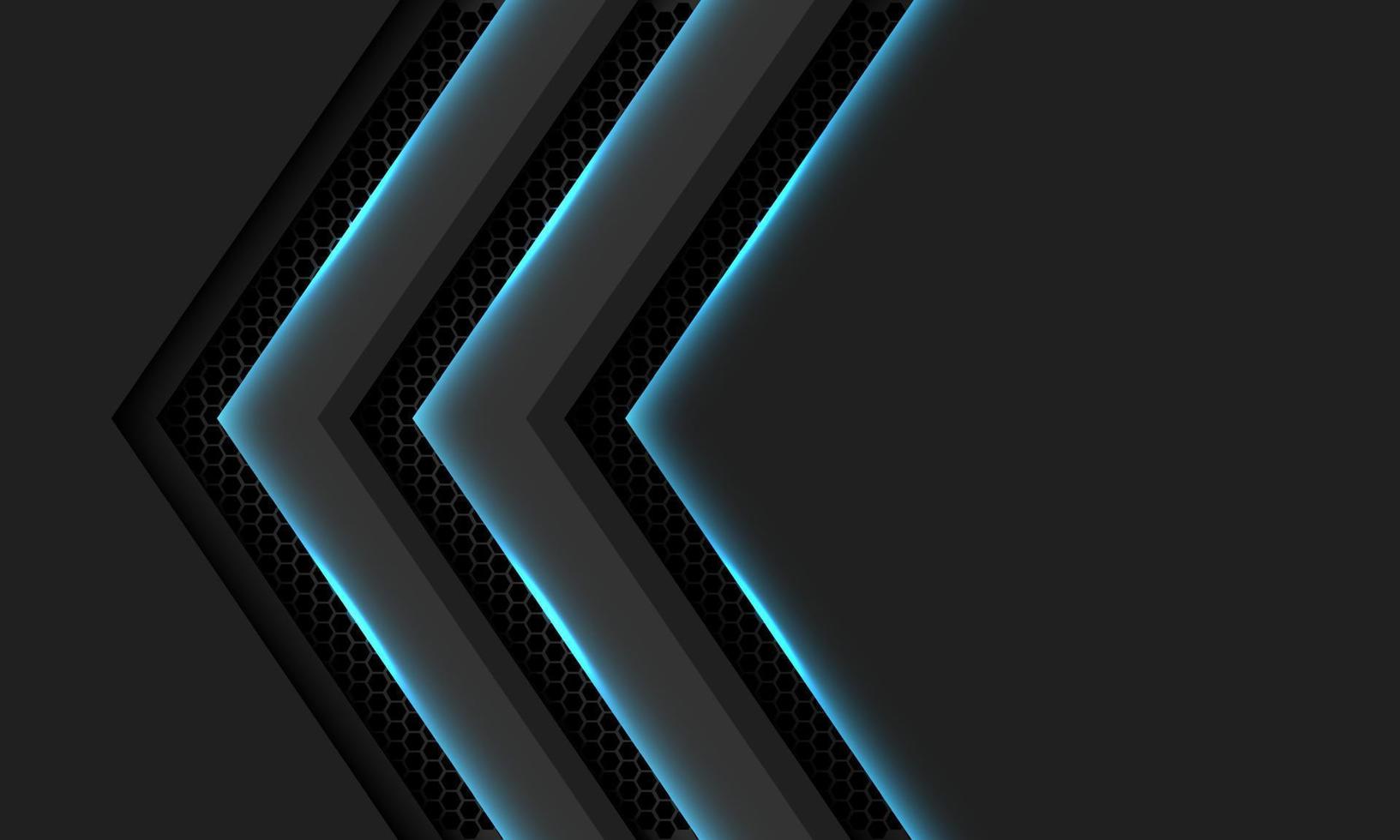 abstrakter grauer Pfeil blaues Licht Hexagon Mesh Richtung Schatten mit Leerzeichen Design moderner futuristischer Hintergrundvektor vektor