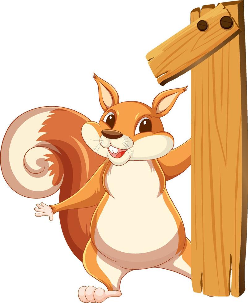 ein Eichhörnchen, das an Nummer eins hängt vektor