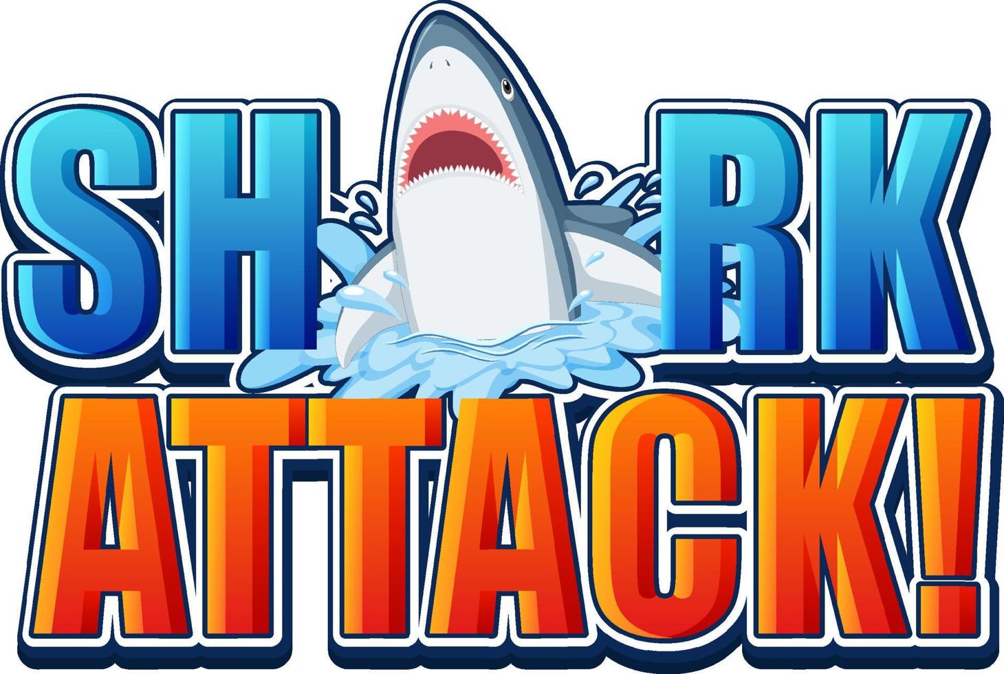 Shark attack teckensnittslogotyp med tecknad aggressiv haj vektor