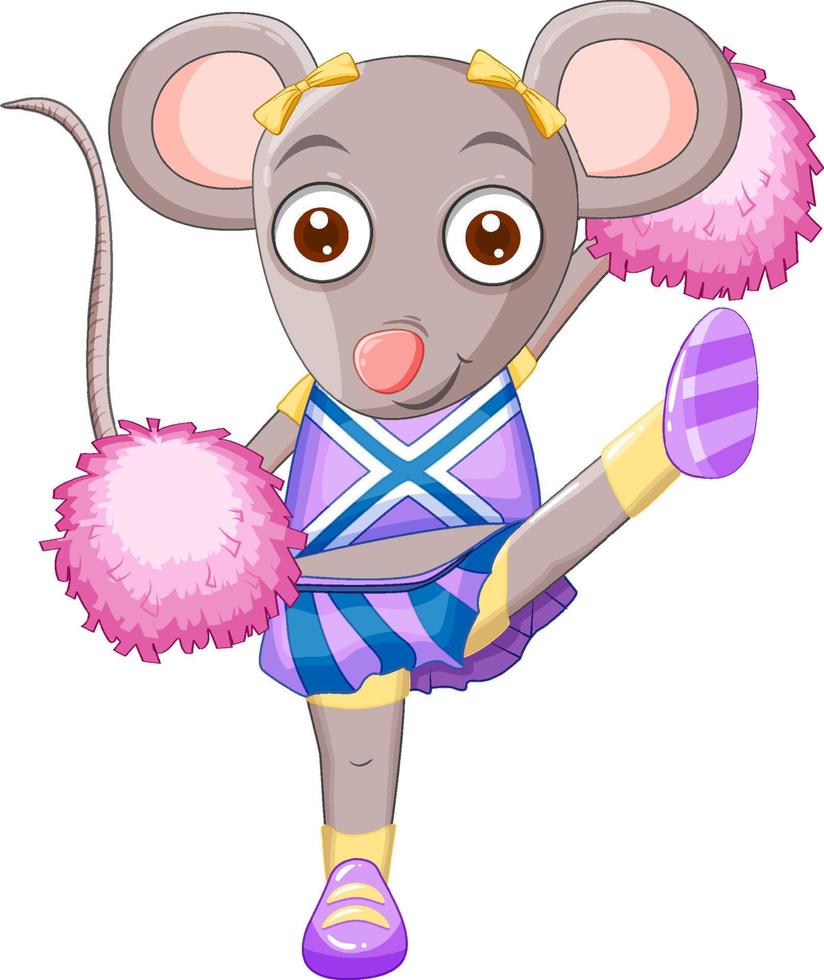 liten mus bär cheerleader kostym vektor