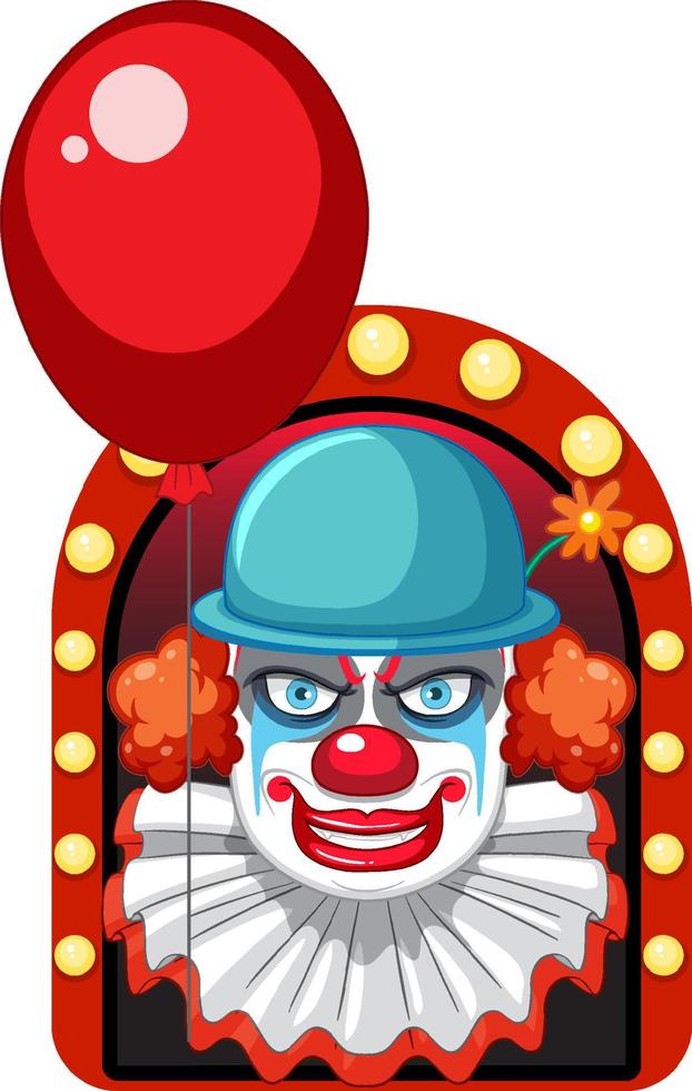 clown, der ballonzeichentrickfigur hält vektor