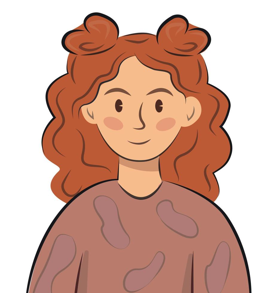 avatar vektor platt ansikte ikon flickor kvinnor flickor slaviskt utseende långt hår lockigt röd ingefära användare för webbplatser och applikationer lager design vit hud