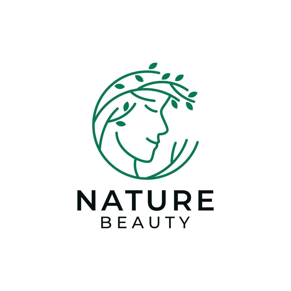natur kvinna skönhet logotyp design vektor