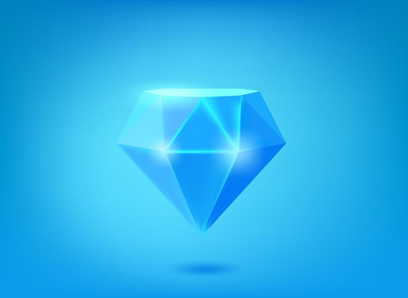 blå kristallikon på blå bakgrund. 3D vektorillustration vektor