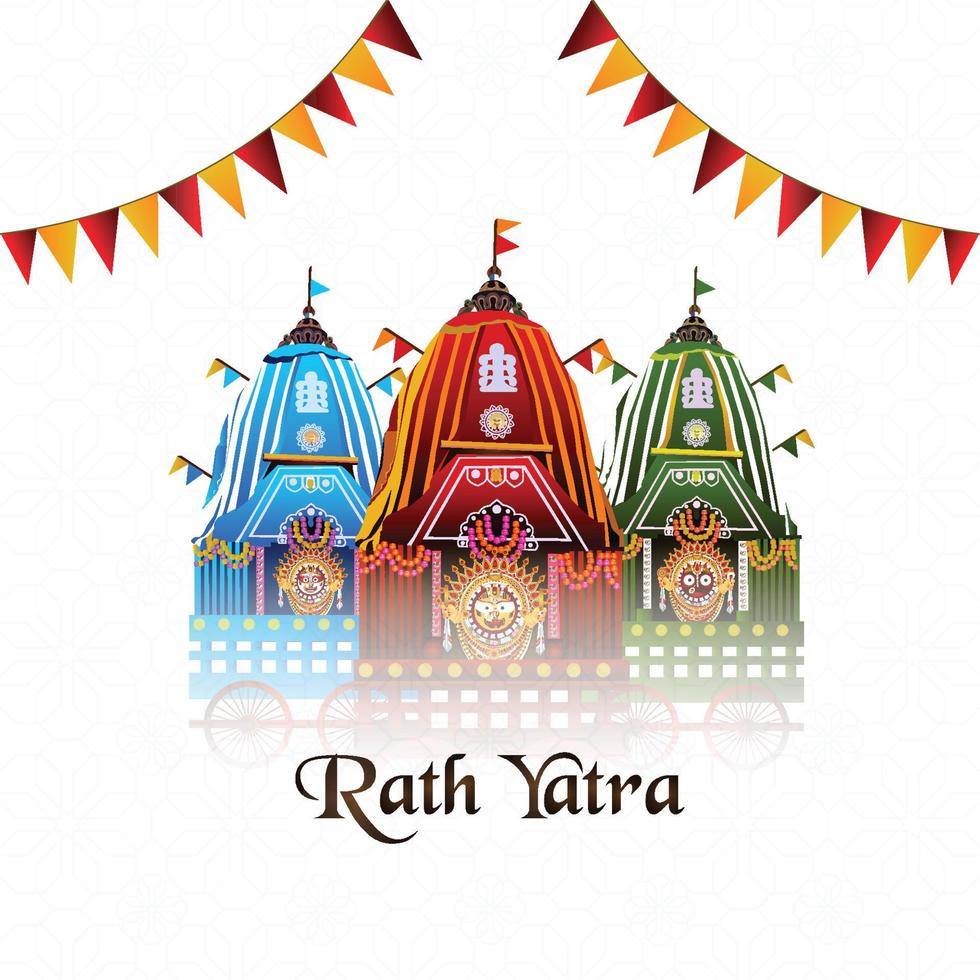 lycklig rath yatra av lord jagannath balabhadra och subhadra festival vektor