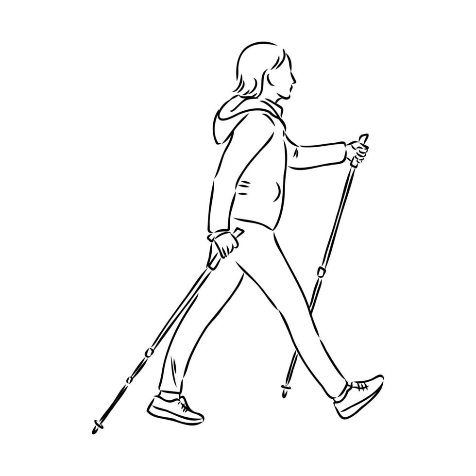skandinavisk walking vektor skiss