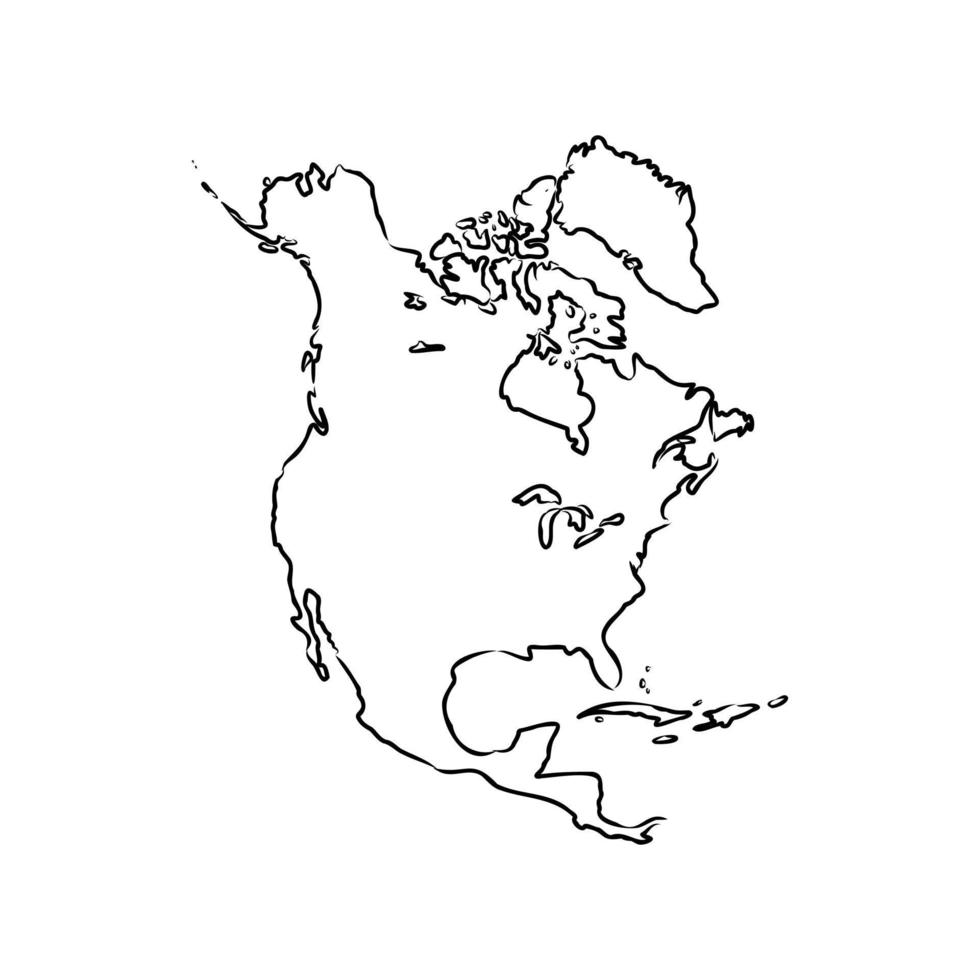 Nordamerika karta vektor skiss