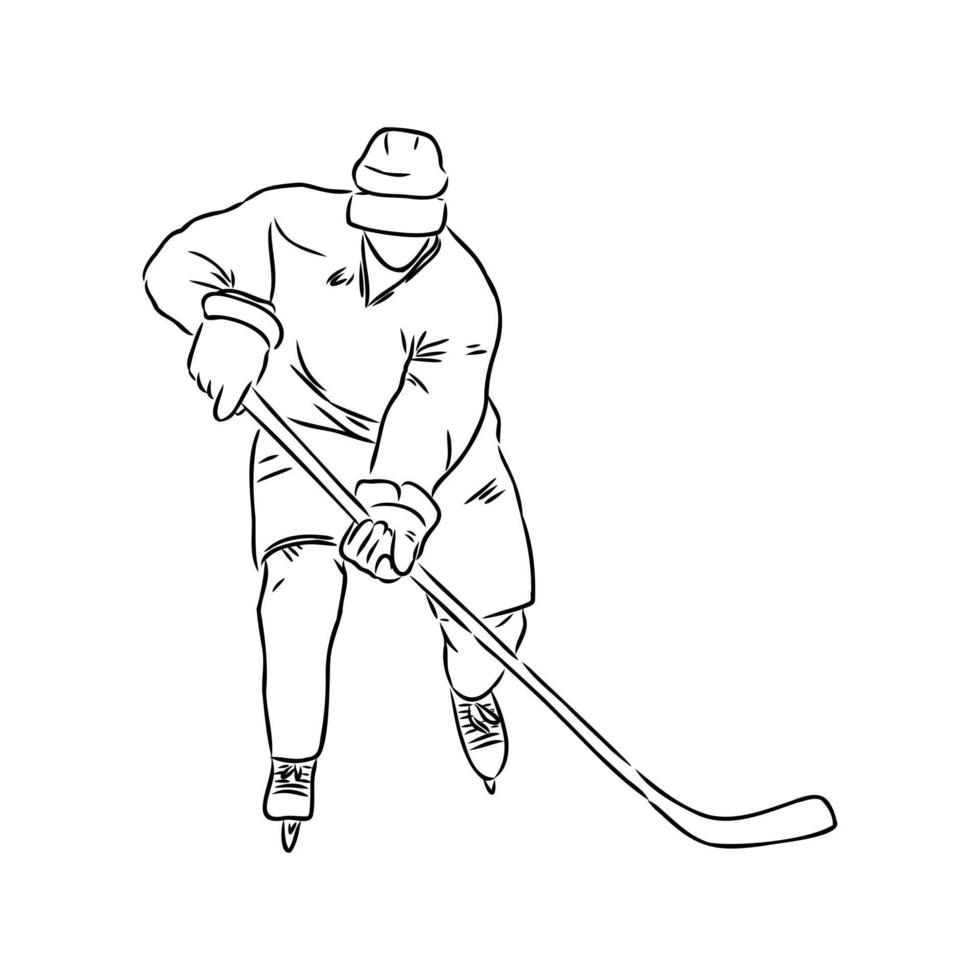 Hockeyspieler-Vektorskizze vektor