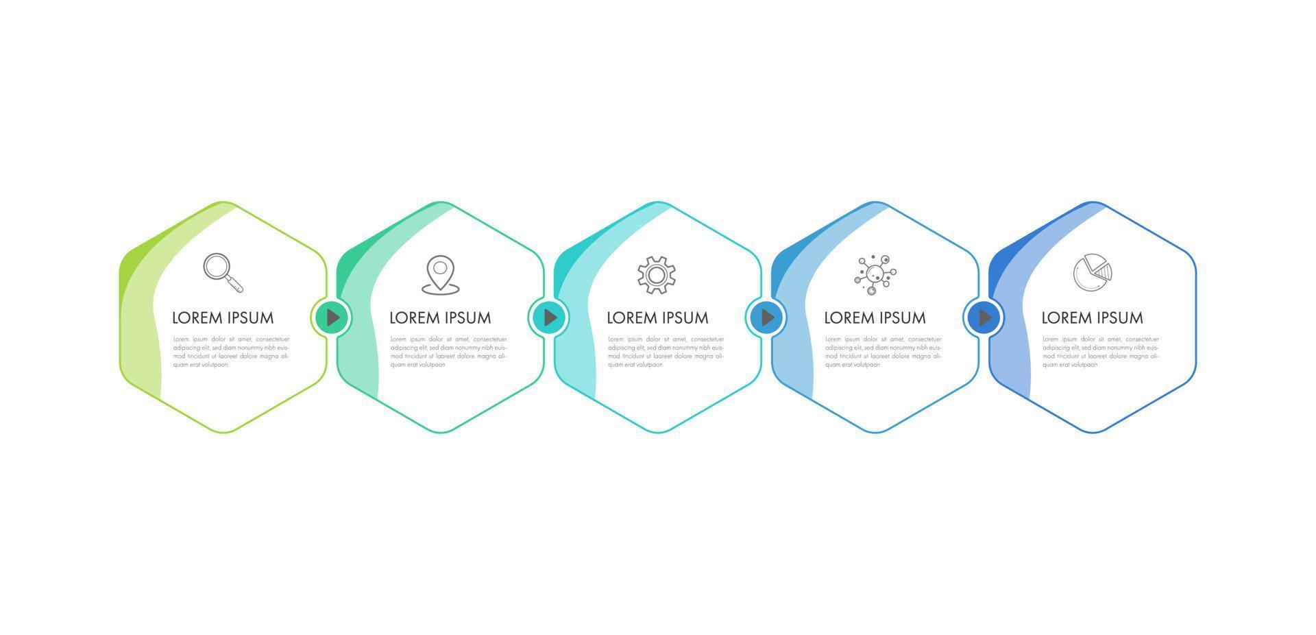 Infografik-Timeline-Vorlage kann für Workflow-Layout, Diagramm, Zahlenoptionen und Webdesign verwendet werden. Infografik-Geschäftskonzept mit 5 Optionen, Teilen, Schritten oder Prozessen. abstrakter Hintergrund. vektor