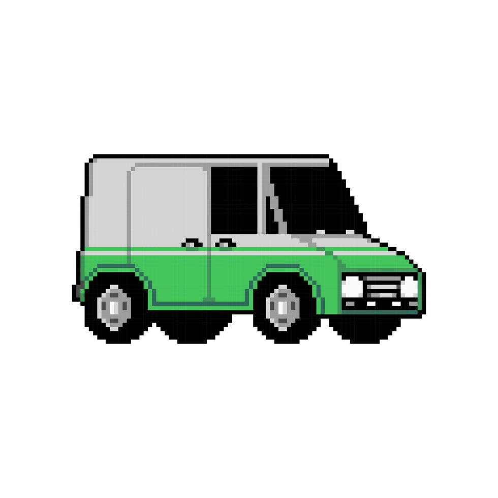 fullständigt redigerad pixelkonststil färgad bil isolerad på en vit bakgrund för spel, mobilapplikationer, affischdesign och tryckta ändamål. vektor