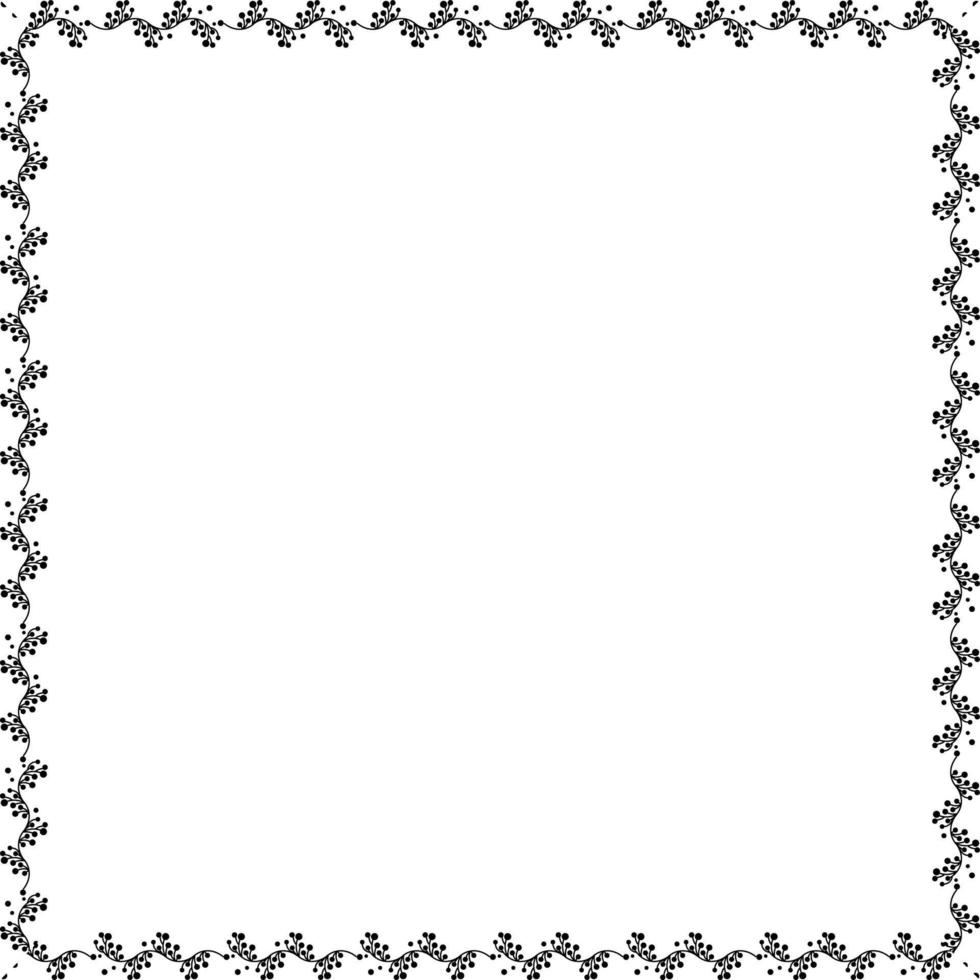 quadratischer schwarzer Rahmen aus Pflanzen auf weißem, isoliertem Hintergrund vektor