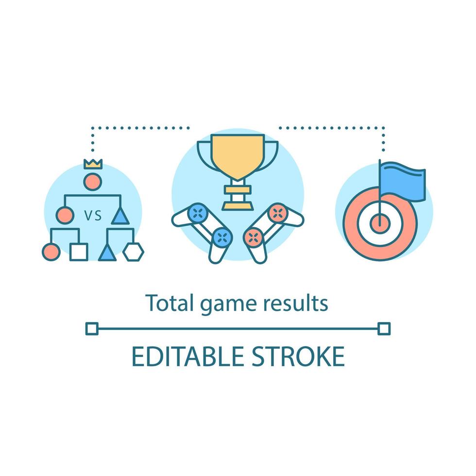 totala spelresultat koncept ikon. esportturnering. cybertävling vinnande strategi. multiplayer mästerskap idé tunn linje illustration. vektor isolerade konturritning. redigerbar linje