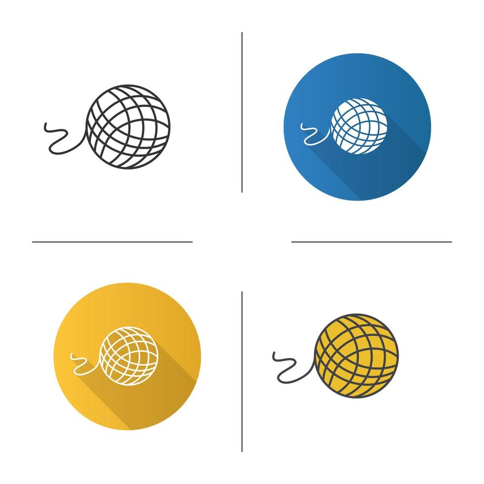sticka garn sprint ikon. platt design, linjär och färgstilar. ulltrådsboll. isolerade vektorillustrationer vektor