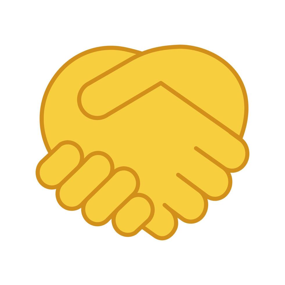 handskakning gest färgikon. skakar hand emoji. kompismöte. avtal, affär, kontrakt. förtroende. isolerade vektor illustration