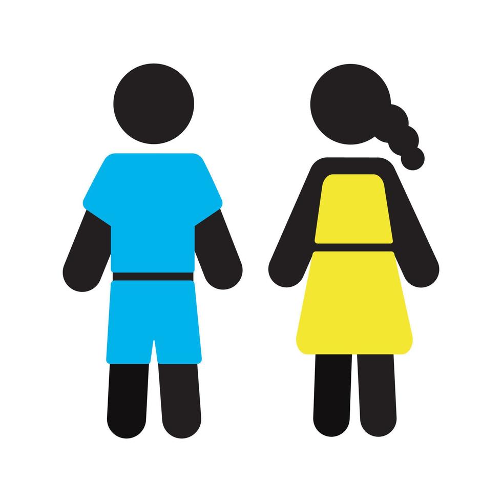 Paar Kinder-Silhouette-Symbol. Grundschüler oder Vorschulkinder. Kindergarten oder Schule. isolierte Vektorillustration vektor