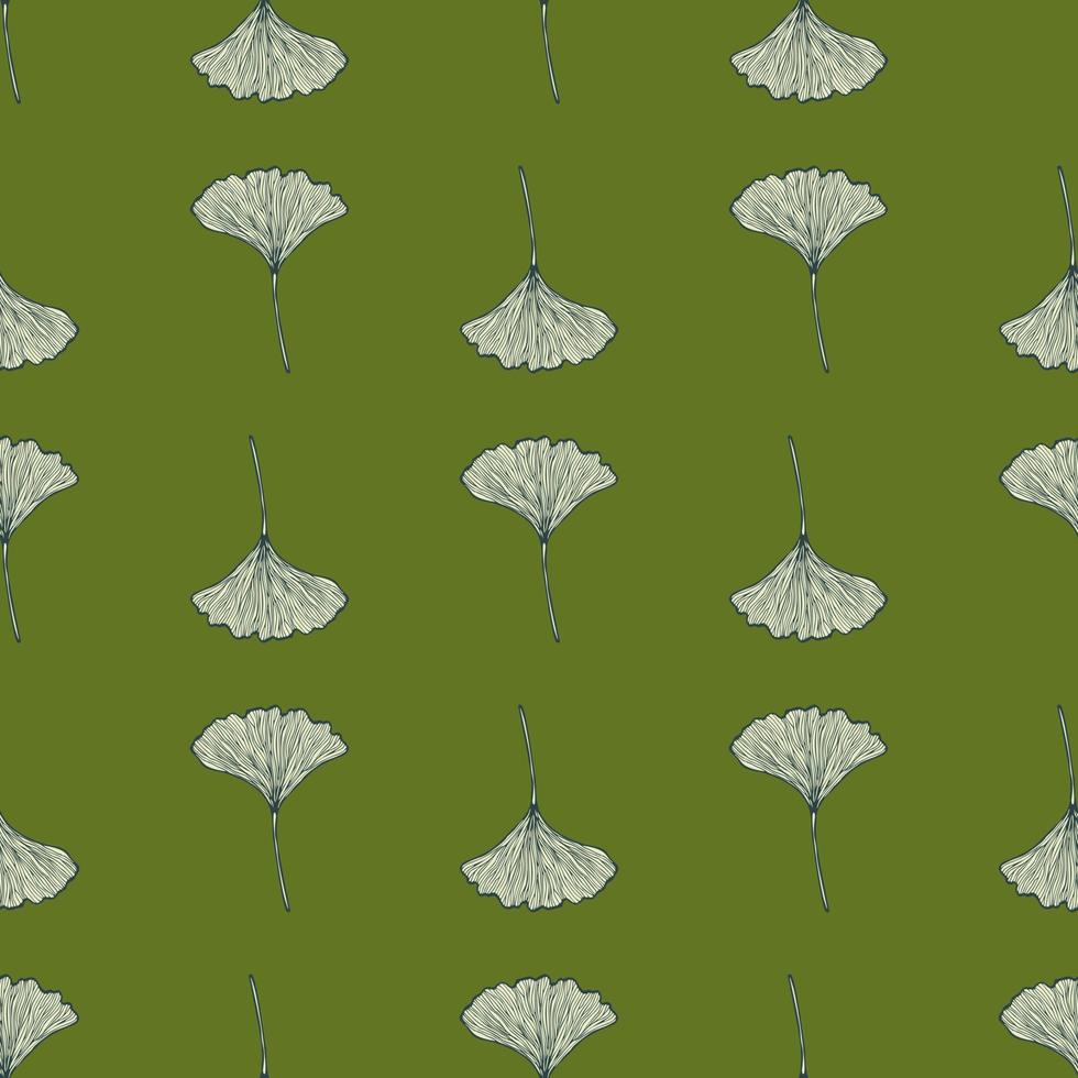 nahtloses muster gravierte blätter ginkgo biloba. vintage hintergrund botanisch mit laub im handgezeichneten stil. vektor