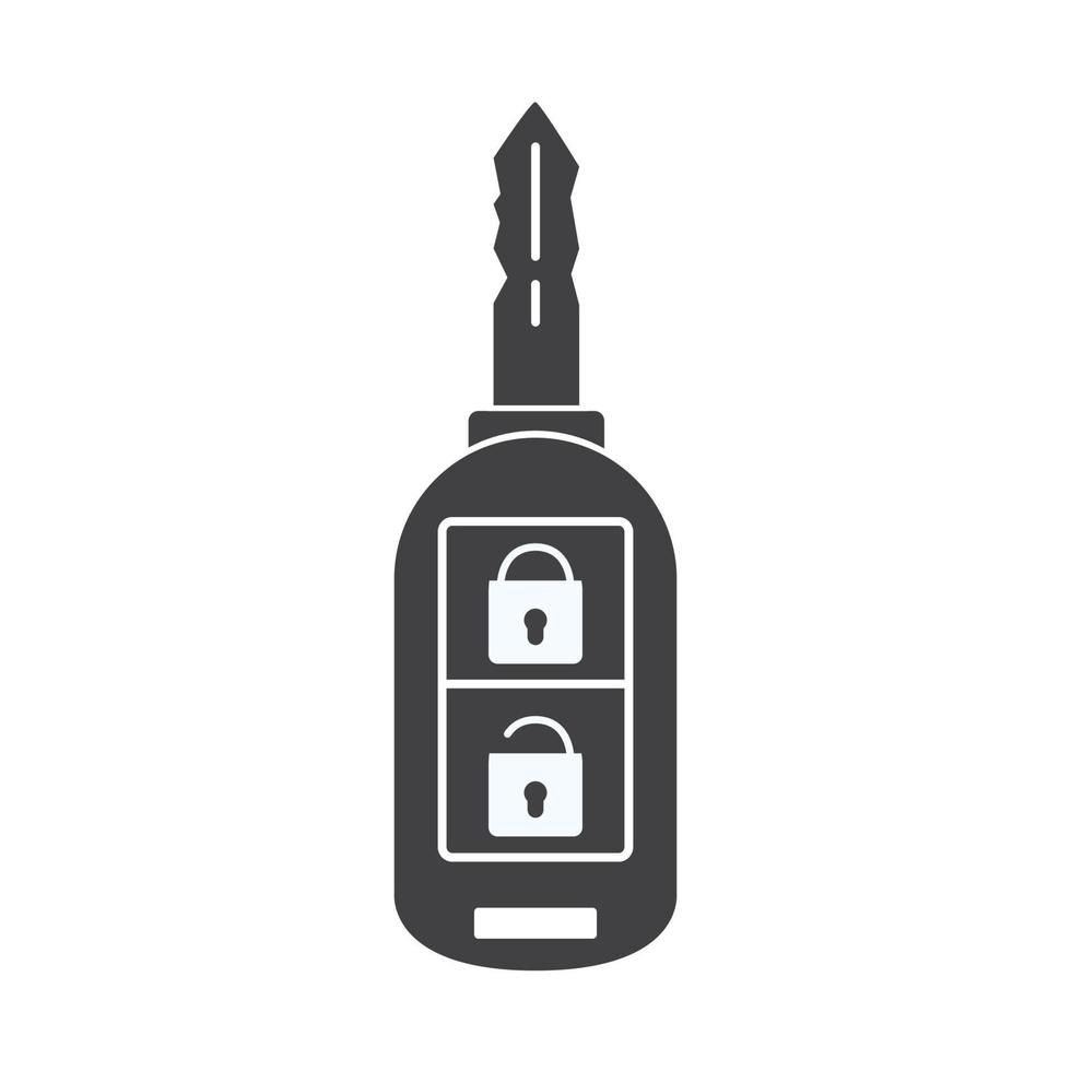 Autoschlüssel mit schwarzer Silhouette. flache vektorillustration isoliert auf weißem hintergrund symbol für eine mobile anwendung oder website. vektor