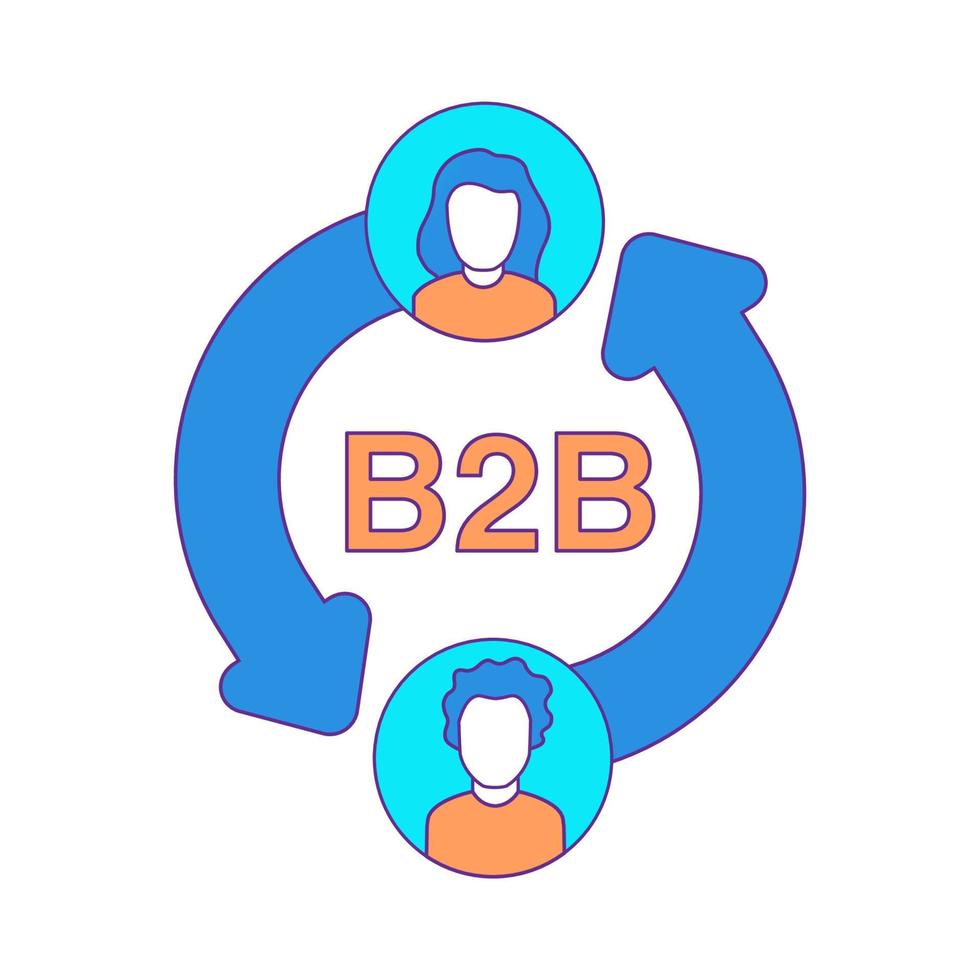 b2b-ikonen isolerad på vit bakgrund vektorillustration. företag till företag. kommunikation mellan två personer. marknadsföring tecken design concept.isolated på vit bakgrund. vektor
