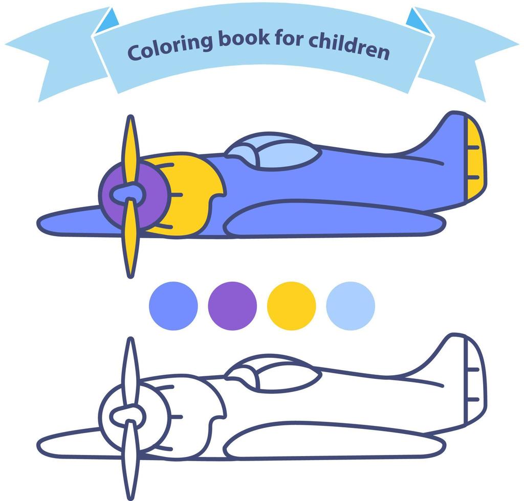 altes Militärflugzeug Kampfflugzeug Malbuch für Kinder. umrissenes Gekritzel. flacher vektor. weltkrieg 2 flugzeuge der usa und russisch. der flache vektor isoliert.