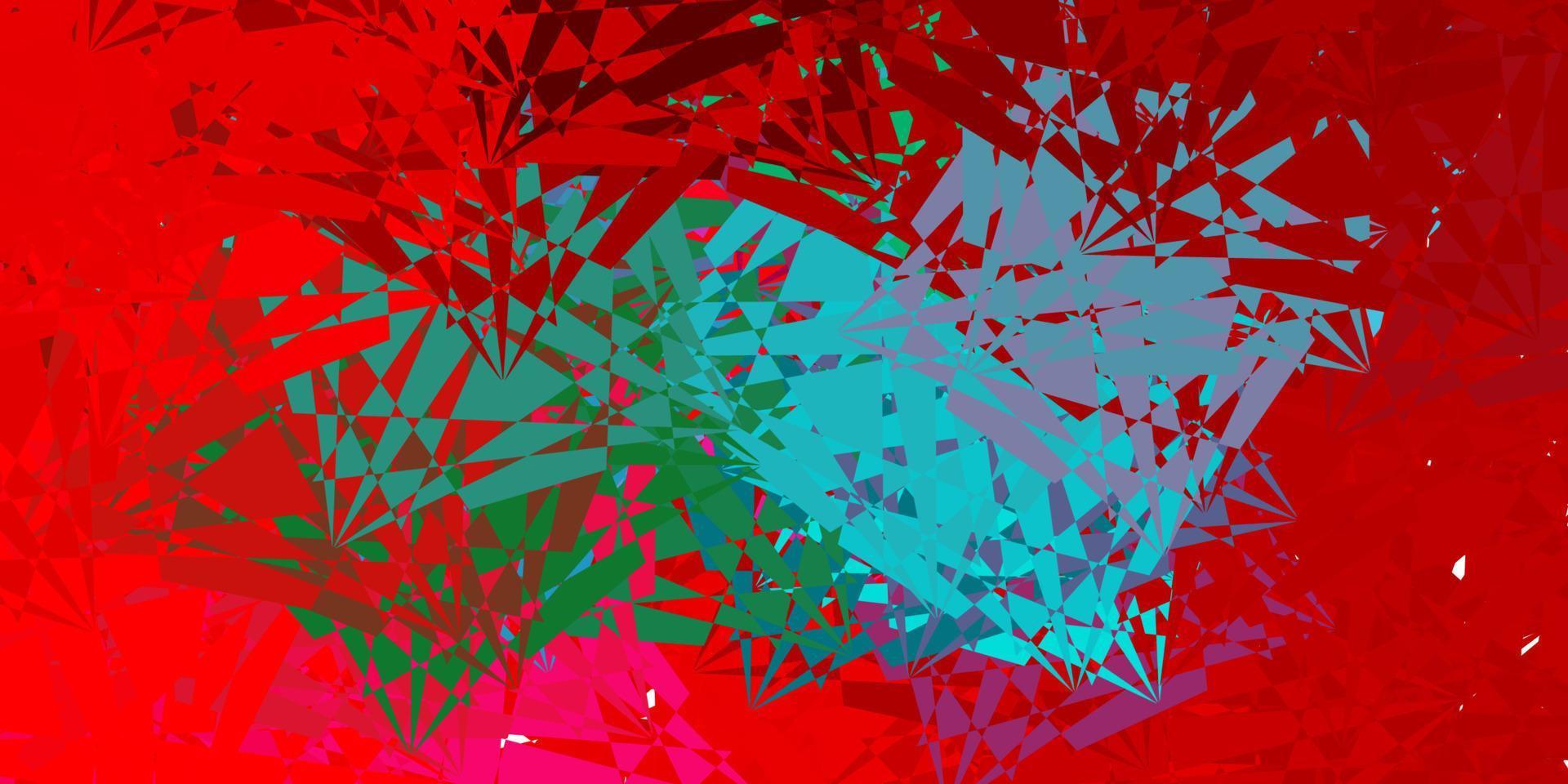 hellgrüne, rote Vektorschablone mit Dreiecksformen. vektor