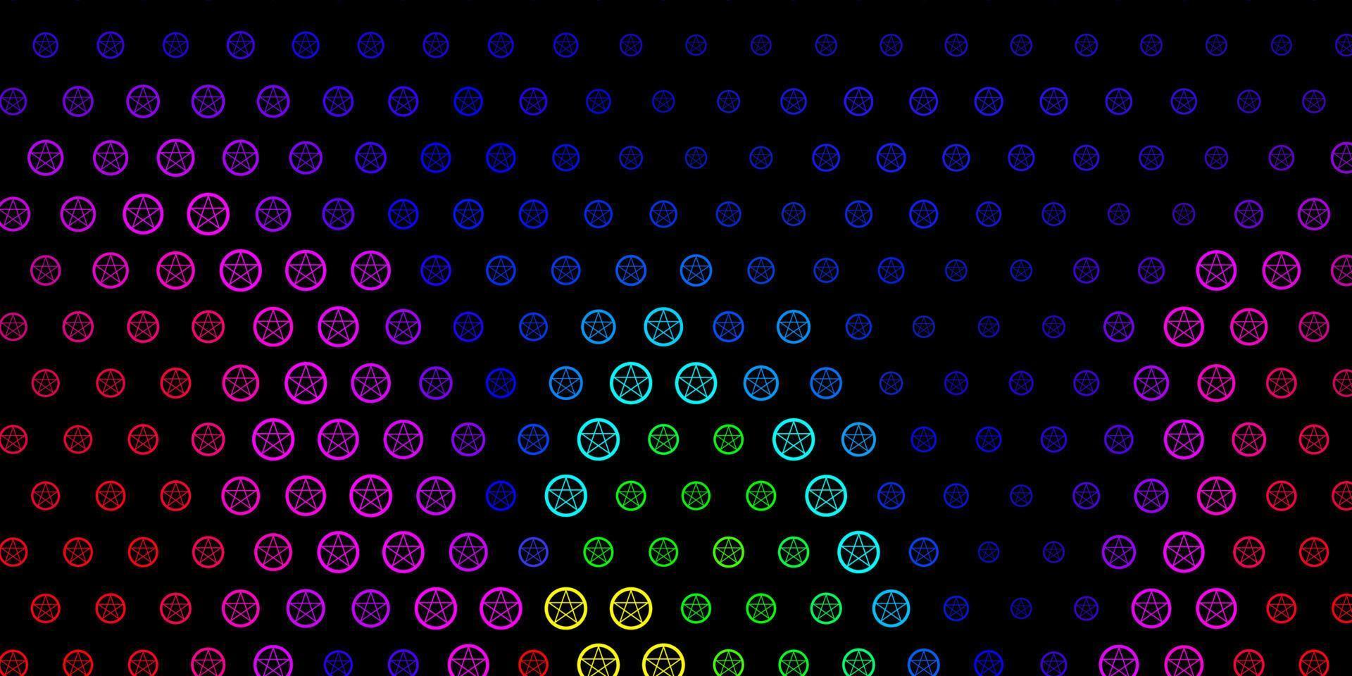 dunkles mehrfarbiges Vektormuster mit magischen Elementen. vektor