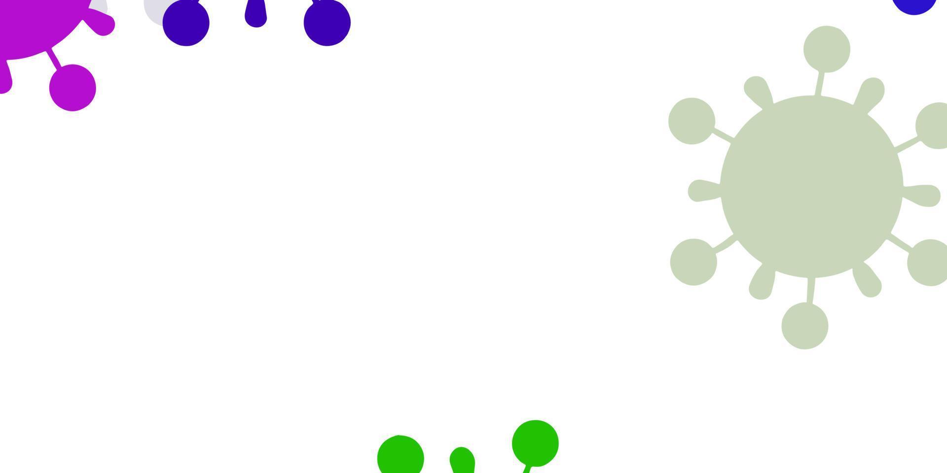 ljusrosa, grön vektorbakgrund med virussymboler. vektor